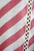 画像7: ストライプ柄 ピンク×ホワイト 半袖 ノーカラー ドルマンスリーブ レトロワンピース ウエストゴム プリーツスカート[15392]