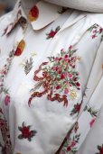 画像8: N様専用 花柄 白 ブラウス 長袖 ラウンドカラー 胸ポケット[18479]
