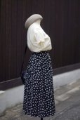 画像5: 花柄 黒×白 フレア スカート w/62cm[18505]