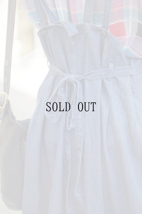 画像3: デニム ジャンパースカート リボン ポケット[18544]