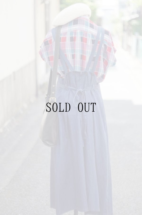 画像4: デニム ジャンパースカート リボン ポケット[18544]