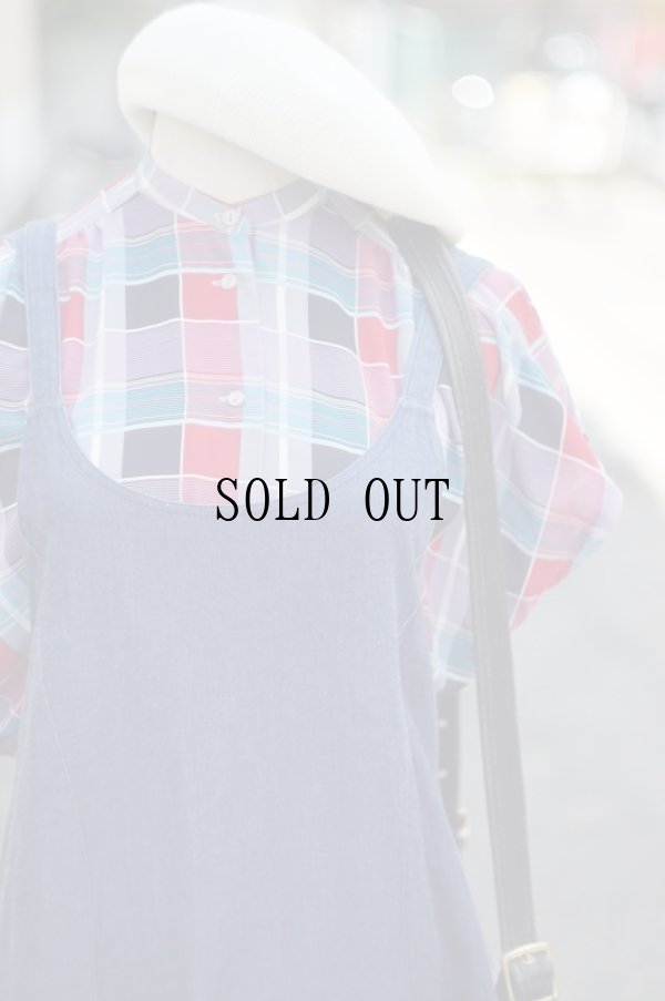 画像7: デニム ジャンパースカート リボン ポケット[18544]