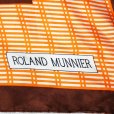 画像3: "ROLAND MUNNIER" 変形チェック柄 オレンジ×ブラウン シルク スカーフ 78cm四方 [18664] (3)