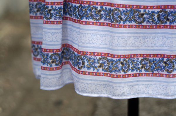 画像9: 花柄 水色 ノースリーブ レトロワンピース ラウンドネック[18685]