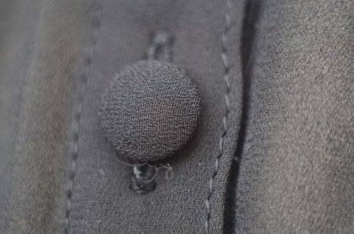 他の写真1: 無地 黒 半袖  レトロワンピース ノーカラー ギャザー[18815]