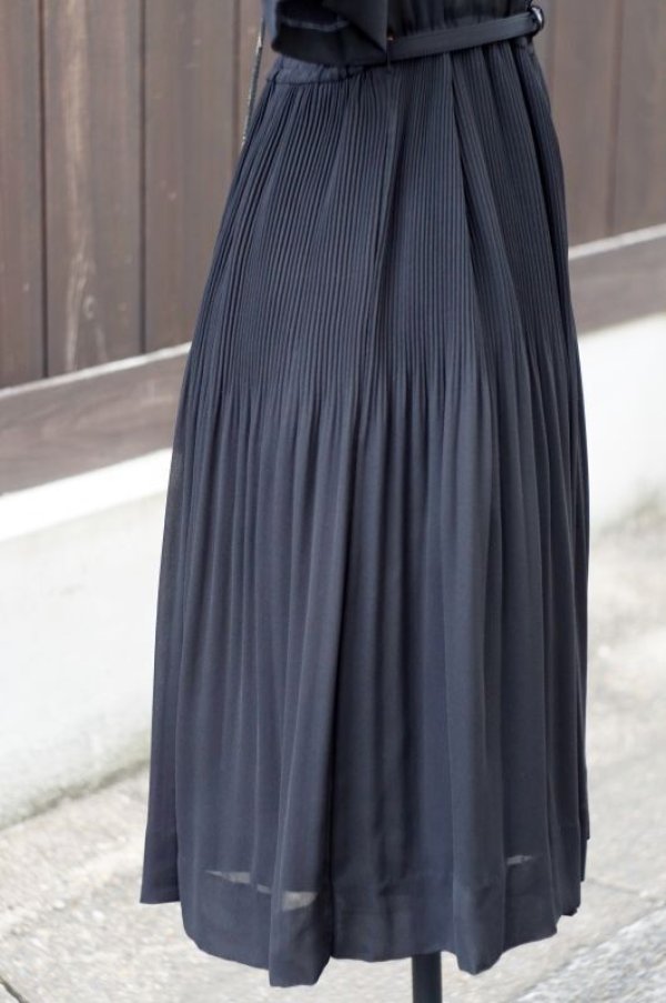 画像7: 無地 黒 半袖  レトロワンピース ノーカラー ギャザー[18815]