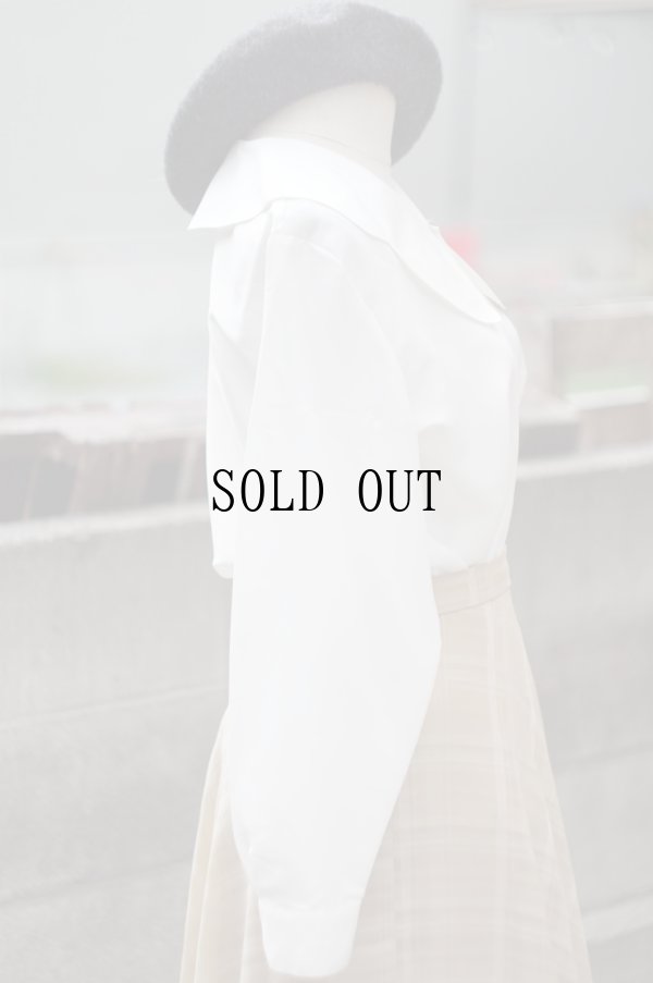 画像3: 無地 白 長袖 ブラウス ビッグカラー [19005]