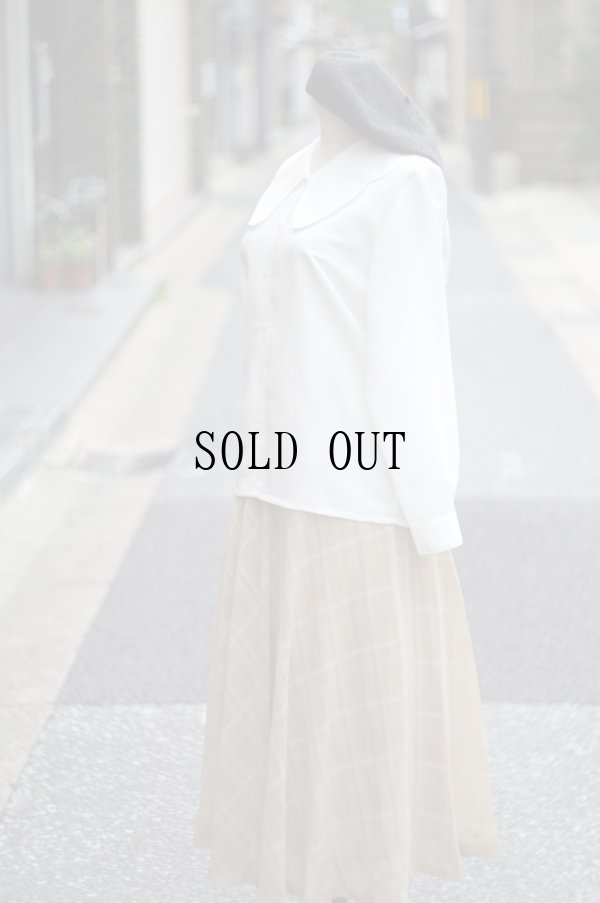 画像7: 無地 白 長袖 ブラウス ビッグカラー [19005]