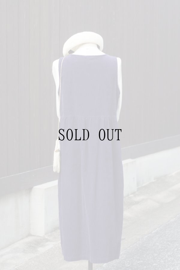 画像4: 無地 ネイビー ジャンパースカート コーデュロイ ポケット 前開き [19029]