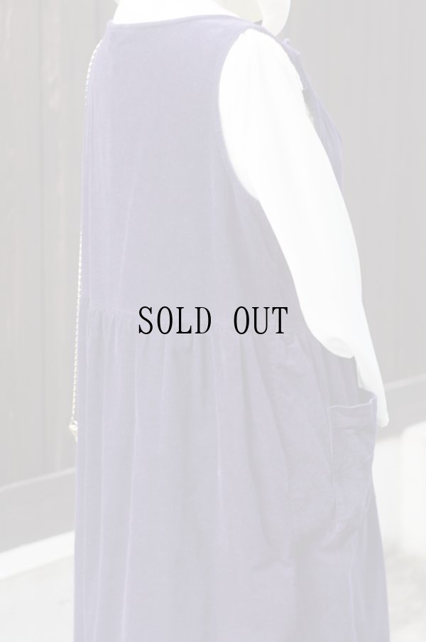 画像5: 無地 ネイビー ジャンパースカート コーデュロイ ポケット 前開き [19029]