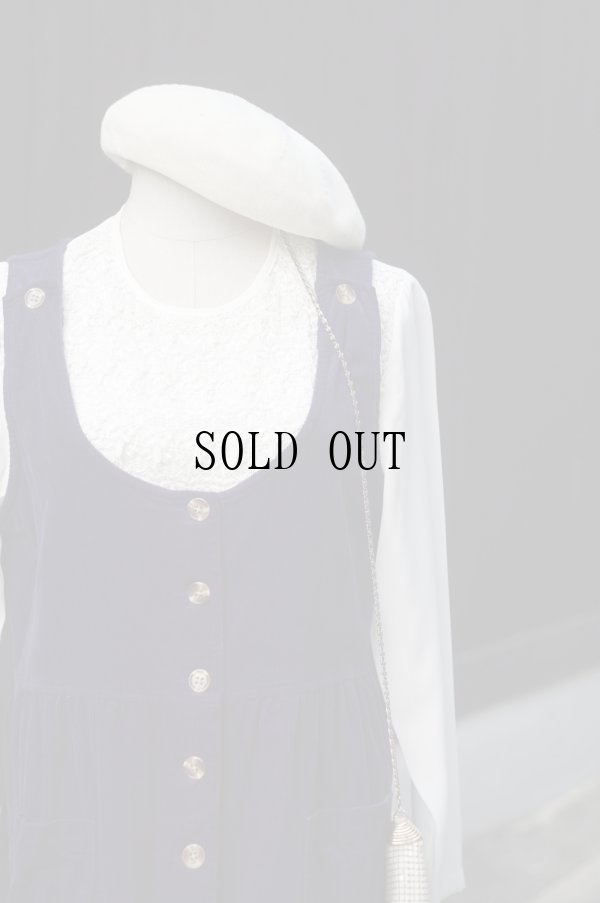 画像7: 無地 ネイビー ジャンパースカート コーデュロイ ポケット 前開き [19029]