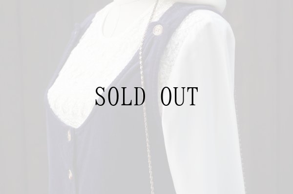 画像8: 無地 ネイビー ジャンパースカート コーデュロイ ポケット 前開き [19029]