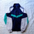 画像1: "adidas" 緑×ネイビー×白 長袖 アウター ジャージ ポケット 三本ライン [19034] (1)