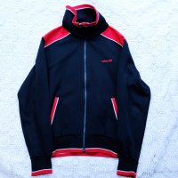 "adidas" 西ドイツ製 デサント 黒×赤 長袖 トラックジャケット ジャージ ポケット  [19036]