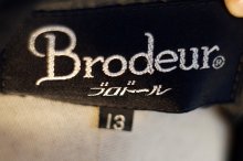 他の写真1: "Brodeur" 無地 黒 長袖 レトロワンピース  レギュラーカラー[19046]