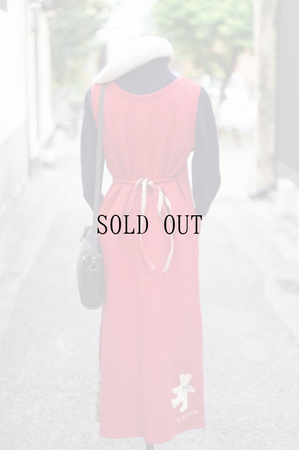 画像4: "Cuse Berry" テディベア アップリケ 赤 ジャンパースカート リボン [19054]