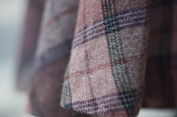 画像5: ピンク系 チェック柄 スカート フレア w68cm[19099]