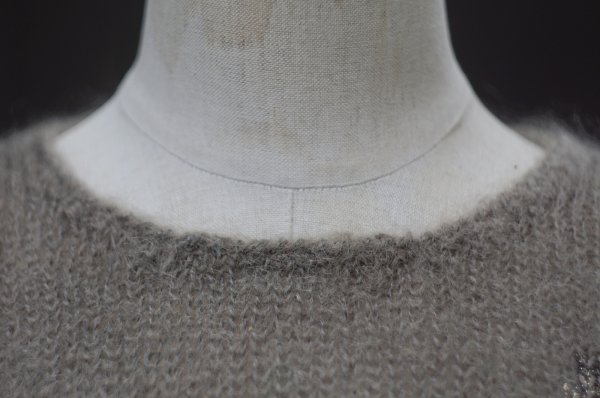 画像8: 猫柄 ブラウン ニット クルーネック 装飾[19136]