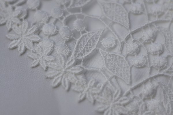 画像8: 無地 ホワイト長袖 ブラウス ラウンドカラー レース[19141]