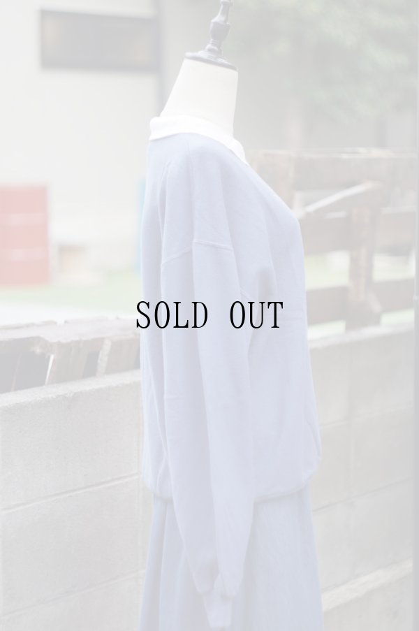 画像3: "Top stich by Morning sun" US 水色 スウェット 襟付き ハートモチーフ[19145]