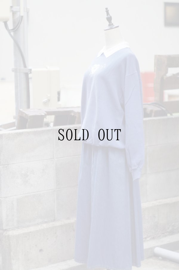 画像5: "Top stich by Morning sun" US 水色 スウェット 襟付き ハートモチーフ[19145]