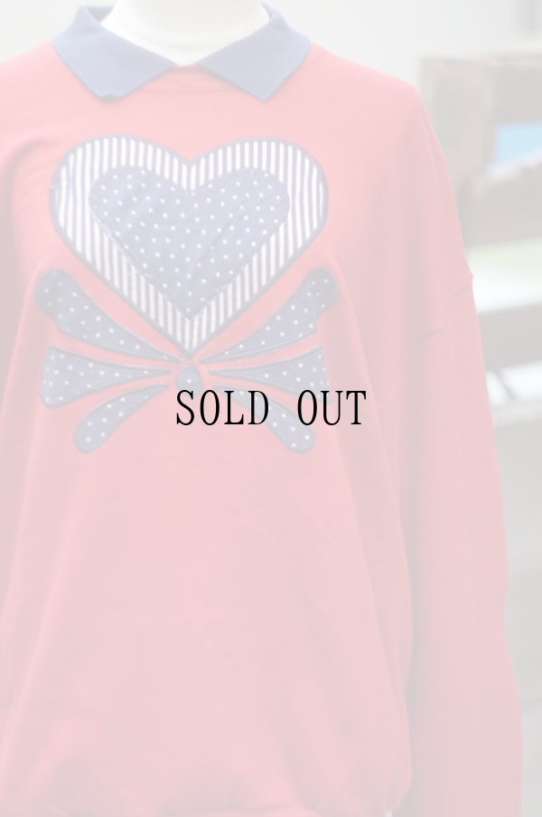 画像3: "Jarzees" US 赤 スウェット 襟付き ハートモチーフ[19144]