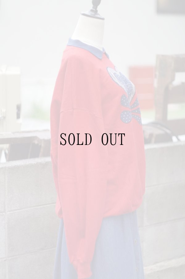 画像6: "Jarzees" US 赤 スウェット 襟付き ハートモチーフ[19144]