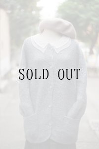 無地 水色 ニット カーディガン クルーネック 前開き[19176]