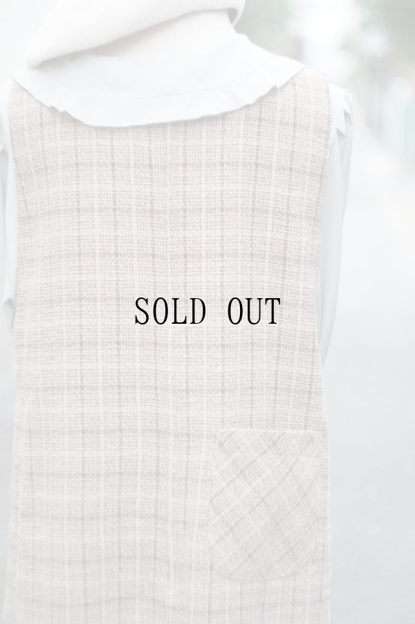 画像8: チェック柄 ジャンパースカート クルーネック ツイード地[19193]