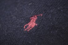 他の写真1: "Ralph Lauren" 無地 ネイビー ニット Vネック ワンポイント刺繍[19202]