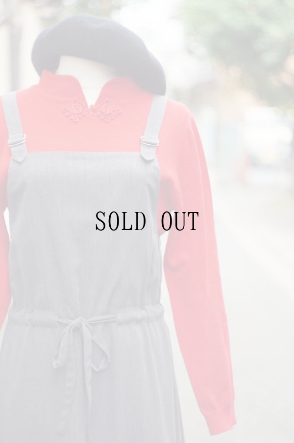 画像6: 無地 グレー ジャンパースカート 前リボン[19210]