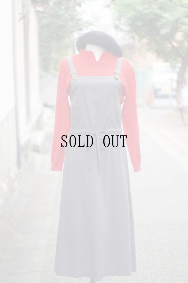 画像4: 無地 グレー ジャンパースカート 前リボン[19210]