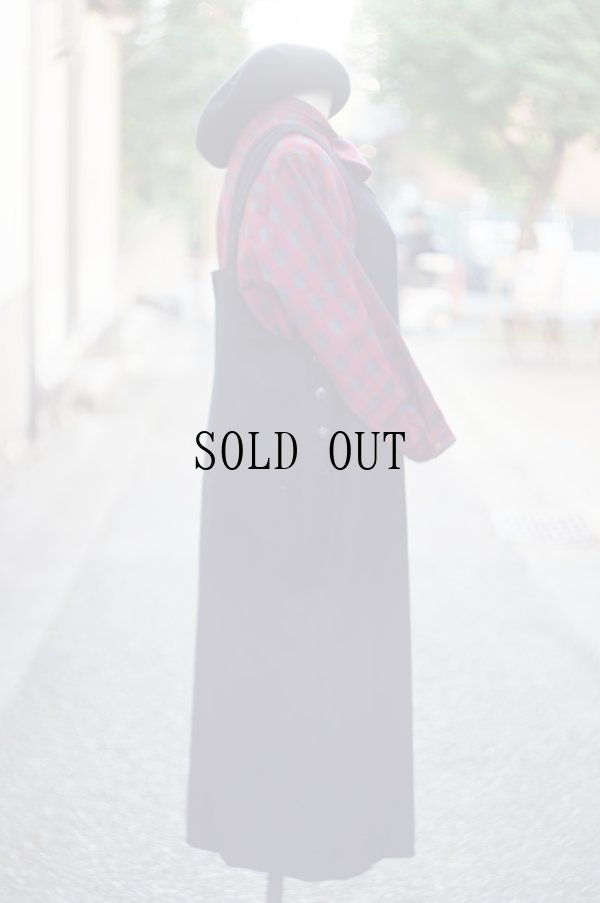 画像3: 無地 黒 ジャンパースカート クルーネック ウール[19206]