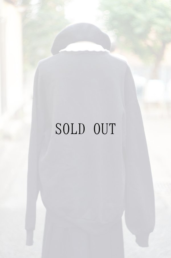 画像3: 黒 スウェット 襟付き 花モチーフ[19222]