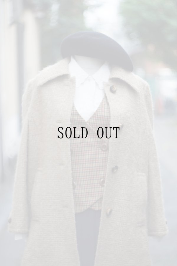 画像6: "MEITETSU" 無地 ベージュ系 コート ツイード生地[19260]