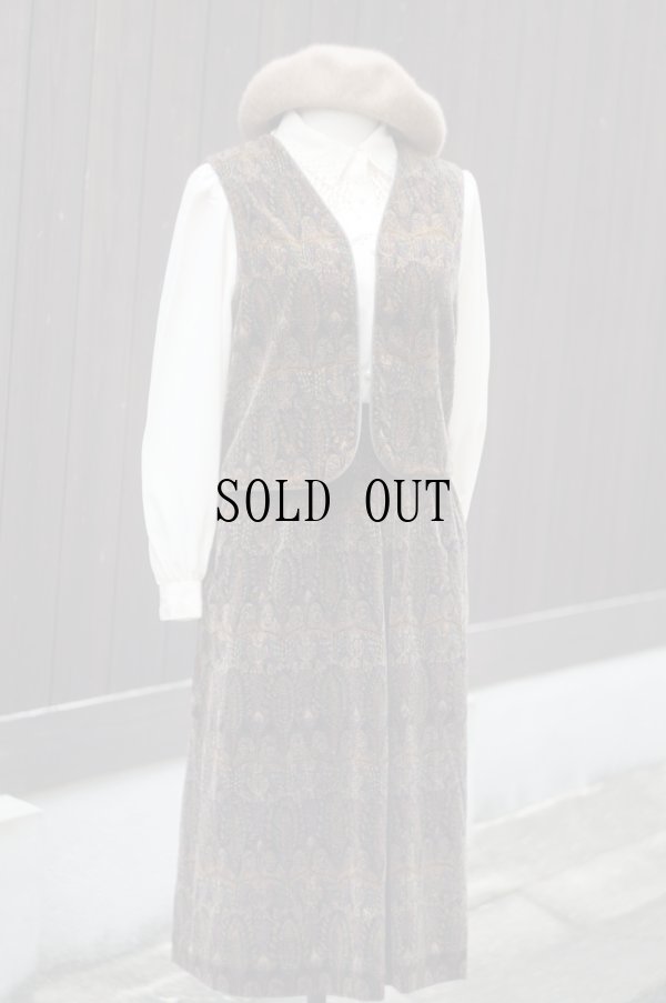 画像18: エスニック柄 ブラウン セットアップ vネック [19274]