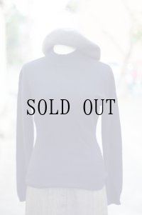 "CLUB NASSO" 無地 黒 ニット セーター ハイネック カシミア[19309]