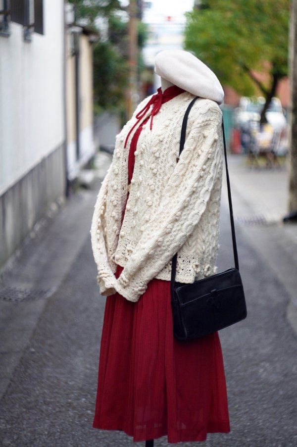 画像8: "KETTY" 白 ニット カーディガン お花モチーフ[19346]