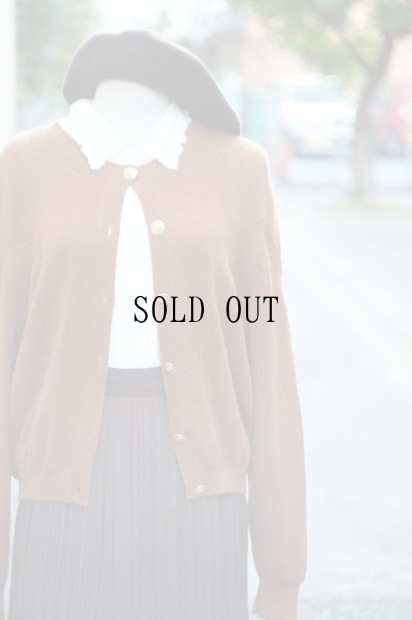 画像9: "Monegal" 無地 ブラウン系 ニット カーディガン ノーカラー[19321]