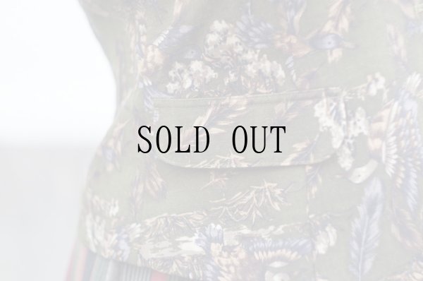 画像6: カモ柄 ダークグリーン ベスト Vネック[19329]