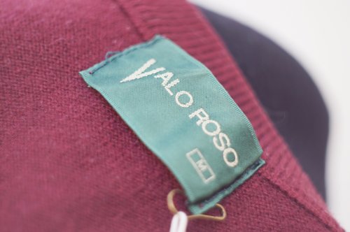 他の写真1: "VALO ROSO" 無地 ボルドー カシミヤ ニット ベスト Vネック メンズサイズ[19334]