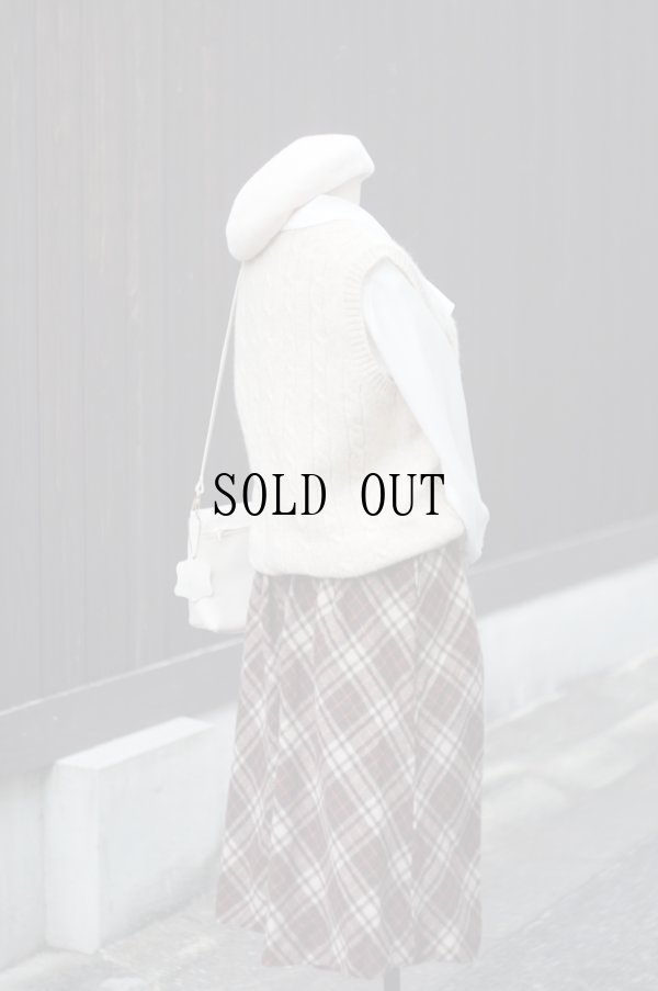 画像9: "UN VINCENT" 無地 ベージュ ウール ケーブル編み ニット ベスト Vネック メンズサイズ[19381]