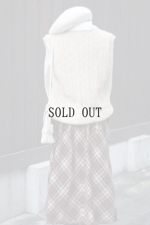 画像10: "UN VINCENT" 無地 ベージュ ウール ケーブル編み ニット ベスト Vネック メンズサイズ[19381]