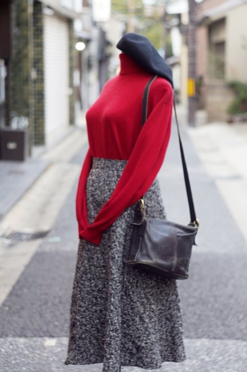 他の写真1: "Tabi intarnational" 赤 カシミヤ ニット セーター タートルネック[19392]