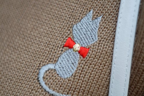 他の写真1: "mimOSalip" ブラウン ネコ刺繍 ニット セーター 襟付き[19362]