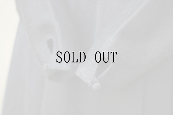 画像6: ”Mcfarland”ネイビー ウール 長袖 レトロワンピース ノーカラー プリーツ ベルト付き[19355]