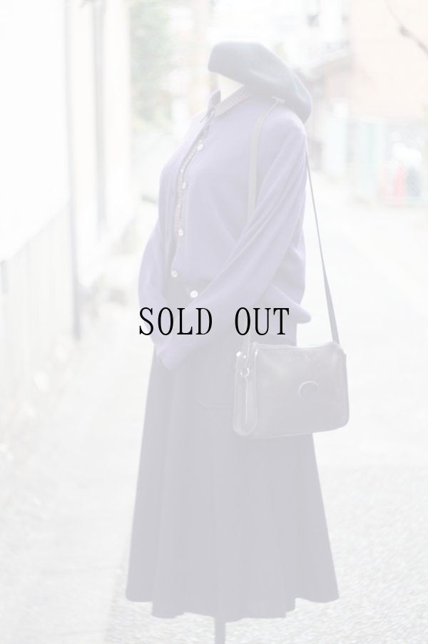 画像10: "Moon river" パープル 無地 ニット カシミヤ カーディガン クルーネック[19386]