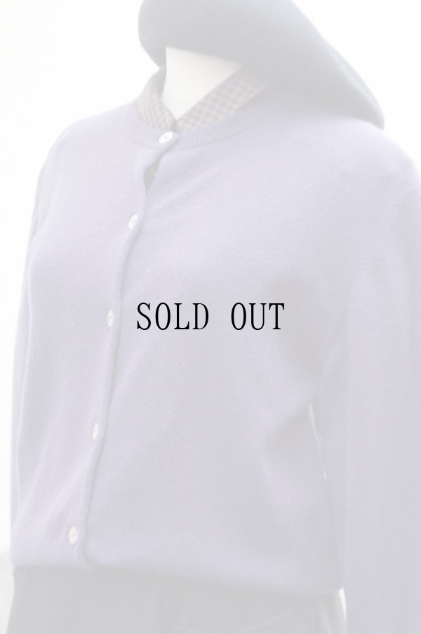 画像5: "Moon river" パープル 無地 ニット カシミヤ カーディガン クルーネック[19386]