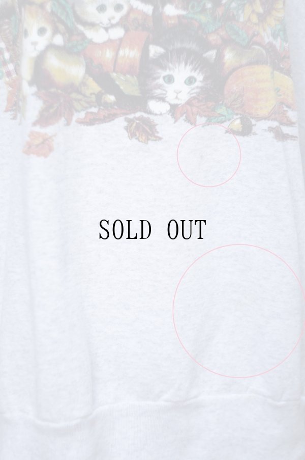 画像13: US製 子ネコのプリント グレー系 スウェット トップス ハイネック[19407]