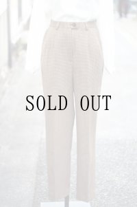 "Papotage" ブラウン系 千鳥格子 チェック柄 ツータック ウール パンツ w70cm[19404]